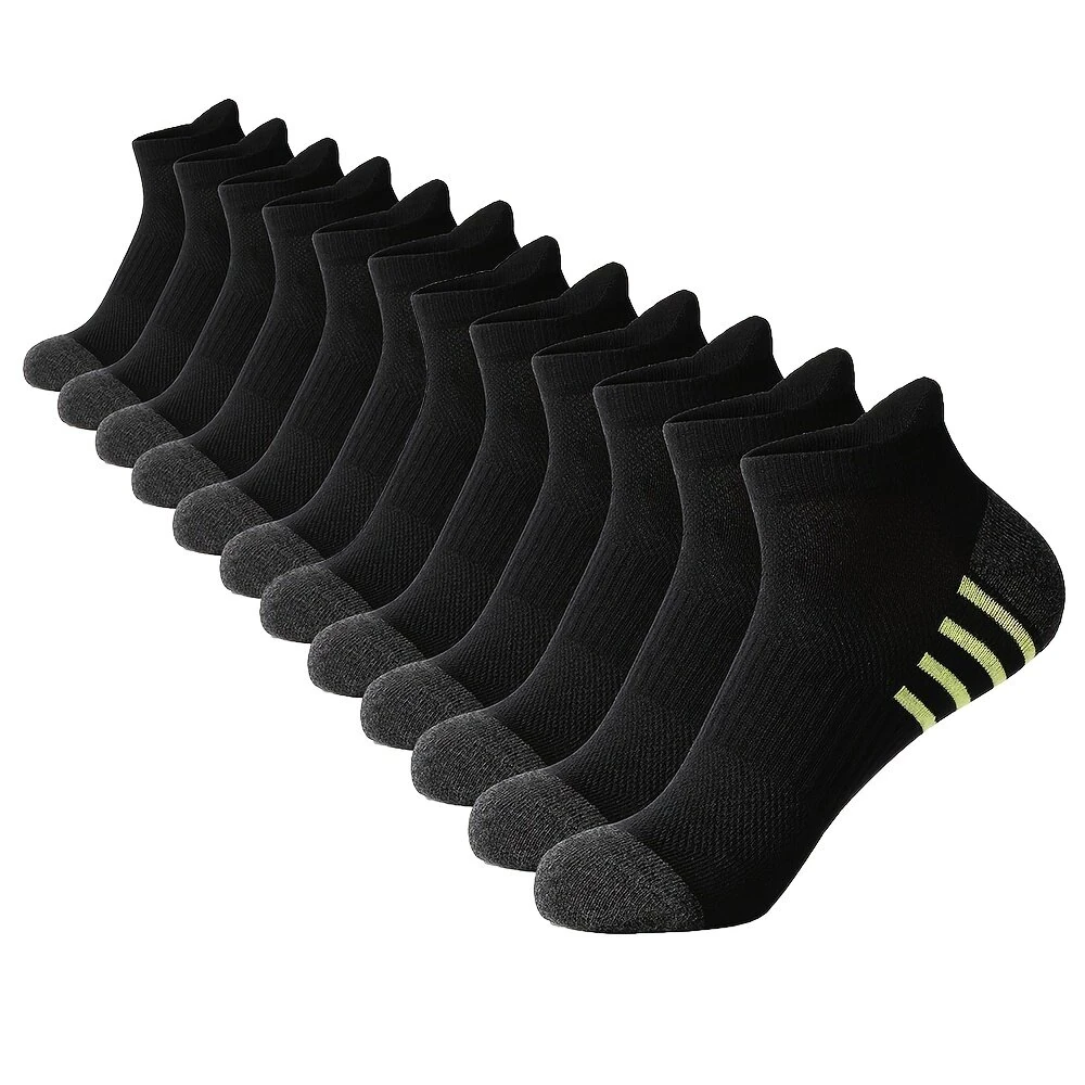 12 Pairs Men's Stripe Ankle Socks Casual Breathable Mesh Soft Comfortable Low Cut Elastic Fitness Sports Short Sock (image for) 12 Pairs Men's Stripe Ankle Socks Casual Breathable Mesh Soft Comfortable Low Cut Elastic Fitness Sports Short Sock