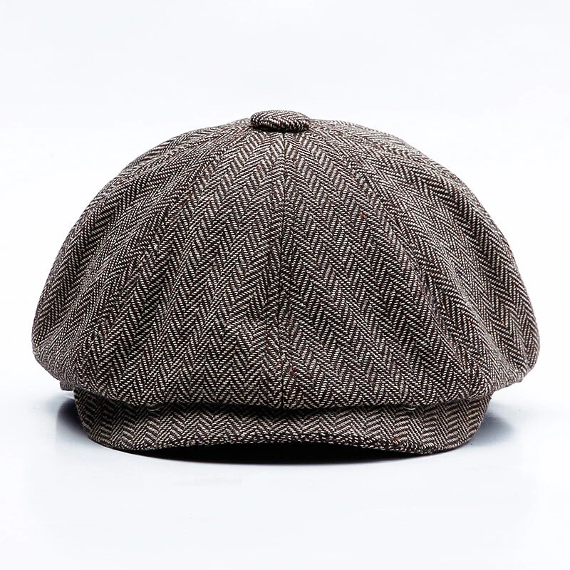 Collrown Classic Vintage Octagonal Cap Men Hat Newsboy Cap Women Casual Beret Hat Flat Peaked Caps for Autumn Winter (image for) Collrown Classic Vintage Octagonal Cap Men Hat Newsboy Cap Women Casual Beret Hat Flat Peaked Caps for Autumn Winter