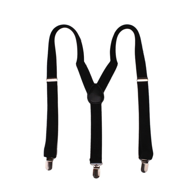 Mens Classic Black Suspenders Elastic Y-Back Adjustable Braces with 3 Metal Clips (image for) Mens Classic Black Suspenders Elastic Y-Back Adjustable Braces with 3 Metal Clips